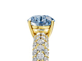 Yellow gold Fancy Blue Round  Diamond Pavé Band Solitaire Ring with Four-Prong Setting_54