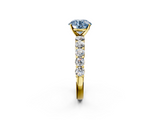 Yellow gold Fancy Blue Round  Diamond Pavé Band Solitaire with Four-Prong Setting_5