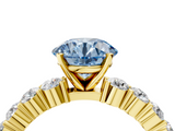 Yellow gold Fancy Blue Round  Diamond Pavé Band Solitaire with Four-Prong Setting_7
