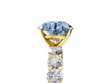 Yellow gold Fancy Blue Round  Diamond Pavé Band Solitaire with Four-Prong Setting_8