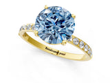 Yellow gold Fancy Blue Round  Diamond Pavé Band with Six-Prong Setting_32