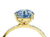 Yellow gold Fancy Blue Round  Diamond Pavé Band with Six-Prong Setting_35