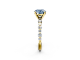 Yellow gold Fancy Blue Round  Diamond Prong Set Engagement Ring with Pave Band_187