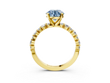 Yellow gold Fancy Blue Round  Diamond Prong Set Engagement Ring with Pave Band_188