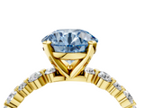 Yellow gold Fancy Blue Round  Diamond Prong Set Engagement Ring with Pave Band_189