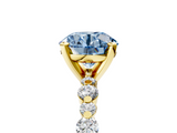 Yellow gold Fancy Blue Round  Diamond Prong Set Engagement Ring with Pave Band_190
