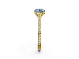 Yellow gold Fancy Blue Round  Diamond Solitaire with Pave Band and Six-Prong Setting_22