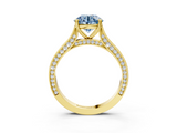 Yellow gold Fancy Blue Round  Diamond Solitaire with Pave Band and Six-Prong Setting_23