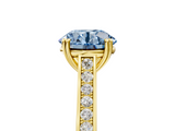 Yellow gold Fancy Blue Round  Diamond Solitaire with Pave Band and Six-Prong Setting_25