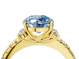 Yellow gold Fancy Blue Round  Diamond Three-Stone Pave Band with Four-Prong Setting_24
