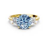 Yellow gold Fancy Blue Round  Diamond Three-Stone Ring with Trapezoid Side Stones and Prong Setting_17