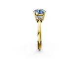 Yellow gold Fancy Blue Round  Diamond Three-Stone Ring with Trapezoid Side Stones and Prong Setting_19