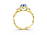 Yellow gold Fancy Blue Round  Diamond Three-Stone Ring with Trapezoid Side Stones and Prong Setting_20