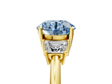 Yellow gold Fancy Blue Round  Diamond Three-Stone Ring with Trapezoid Side Stones and Prong Setting_22