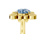 Yellow gold Fancy Blue Round  Halo Diamond Cluster Engagement Ring with Milgrain Bezel Setting and Solitaire Band_50