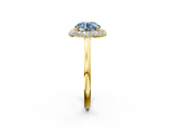 Yellow gold Fancy Blue Round  Halo Diamond Engagement Ring with Solitaire Band and Four-Prong Setting_22