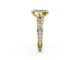 Yellow gold Fancy Blue Round  Halo Diamond Engagement Ring with Split Shank and Four-Prong Setting 2