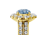 Yellow gold Fancy Blue Round  Halo Diamond Engagement Ring with Split Shank and Prong Setting_72