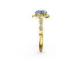 Yellow gold Fancy Blue Round  Halo Diamond Engagement Ring with Twisted Band and Four-Prong Setting 3