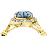Yellow gold Fancy Blue Round  Halo Diamond Engagement Ring with Twisted Band and Four-Prong Setting 5