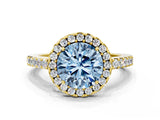 Yellow gold Fancy Blue Round  Halo Diamond Pavé Solitaire Ring_55