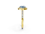 Yellow gold Fancy Blue Round  Halo Diamond Pavé Solitaire Ring_57