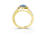 Yellow gold Fancy Blue Round  Halo Diamond Pavé Solitaire Ring_58