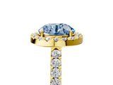 Yellow gold Fancy Blue Round  Halo Diamond Pavé Solitaire Ring_60