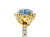 Yellow gold Fancy Blue Round  Halo Diamond Pave Band Ring with Four-Prong Setting_20