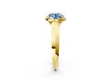 Yellow gold Fancy Blue Round  Halo Diamond Ring with Cathedral Band and Four-Prong Setting_51