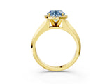 Yellow gold Fancy Blue Round  Halo Diamond Ring with Cathedral Band and Four-Prong Setting_52