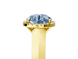 Yellow gold Fancy Blue Round  Halo Diamond Ring with Cathedral Band and Four-Prong Setting_54