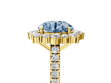 Yellow gold Fancy Blue Round  Halo Diamond Ring with Pavé Band and Prong Setting_42