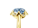 Yellow gold Fancy Blue Round  Halo Diamond Ring with Round Cluster Setting, Solitaire Band, and Four-Prong Setting_54
