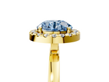 Yellow gold Fancy Blue Round  Halo Diamond Solitaire with Pavé Band and Four-Prong Setting_80