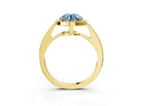 Yellow gold Fancy Blue Round  Halo Pavé Diamond Engagement Ring with Bezel Setting_40