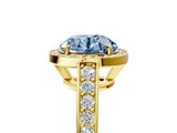 Yellow gold Fancy Blue Round  Halo Pavé Diamond Engagement Ring with Bezel Setting_42