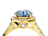 Yellow gold Fancy Blue Round  Halo Pavé Diamond Engagement Ring with Four-Prong Setting_30