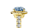 Yellow gold Fancy Blue Round  Halo Pavé Diamond Engagement Ring with Four-Prong Setting_31