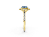 Yellow gold Fancy Blue Round  Halo Pavé Diamond Engagement Ring with Four-Prong Setting_5