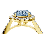 Yellow gold Fancy Blue Round  Halo Pavé Diamond Engagement Ring with Four-Prong Setting_7