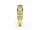 Yellow gold Fancy Blue Round  Halo Pave Diamond Engagement Ring with Milgrain Detailing_51