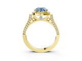 Yellow gold Fancy Blue Round  Halo Pave Split Shank Prong Setting Ring_29