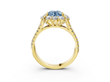 Yellow gold Fancy Blue Round  Halo Split Shank Diamond Engagement Ring with Pave Band and Four-Prong Setting_58