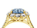 Yellow gold Fancy Blue Round  Halo Split Shank Diamond Engagement Ring with Pave Band and Four-Prong Setting_59