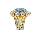 Yellow gold Fancy Blue Round  Halo Split Shank Diamond Engagement Ring with Pave Band and Four-Prong Setting_60