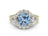 Yellow gold Fancy Blue Round  Halo Split Shank Diamond Engagement Ring with Prong Setting_20