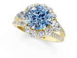 Yellow gold Fancy Blue Round  Halo Split Shank Diamond Engagement Ring with Prong Setting_21