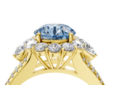 Yellow gold Fancy Blue Round  Halo Split Shank Diamond Engagement Ring with Prong Setting_24