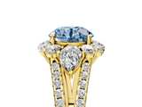 Yellow gold Fancy Blue Round  Halo Split Shank Diamond Engagement Ring with Prong Setting_25